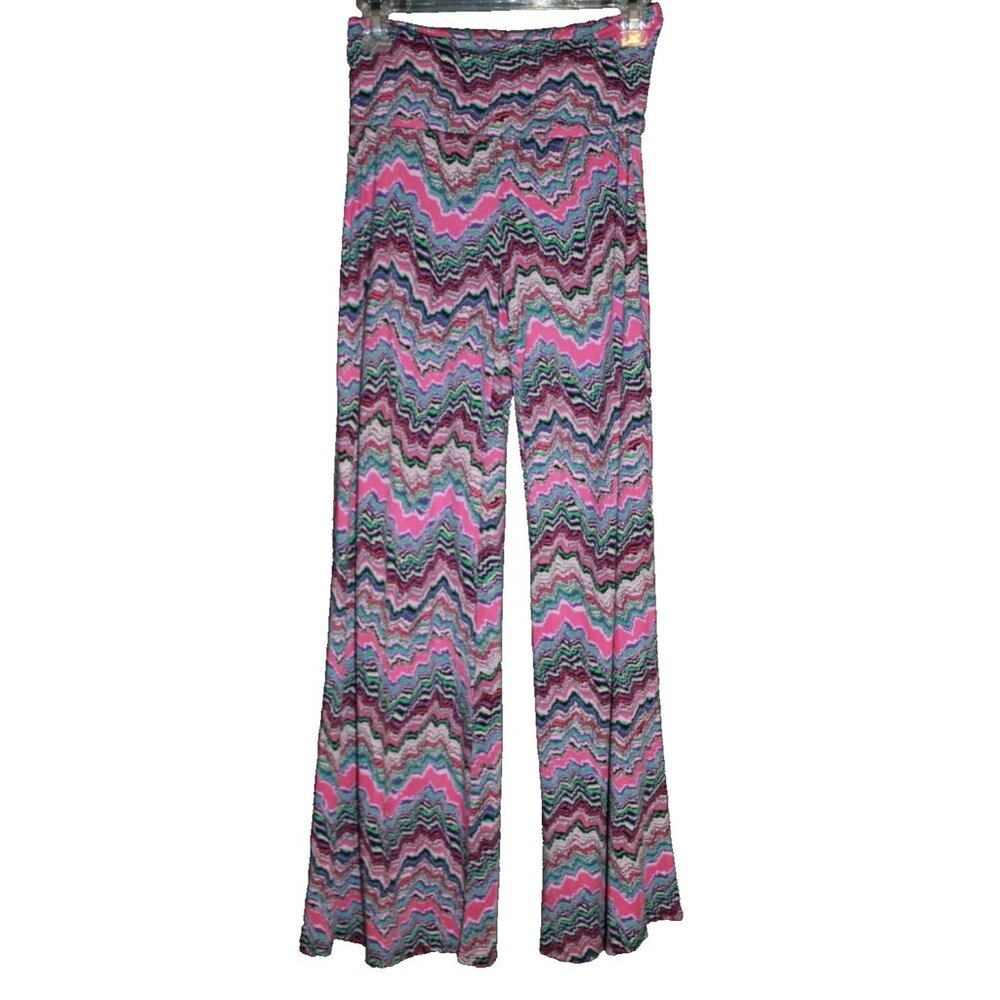 Azules Women's Size Small S Pants Boho Hippie Flare Leg Pink Mint Purple Stretch